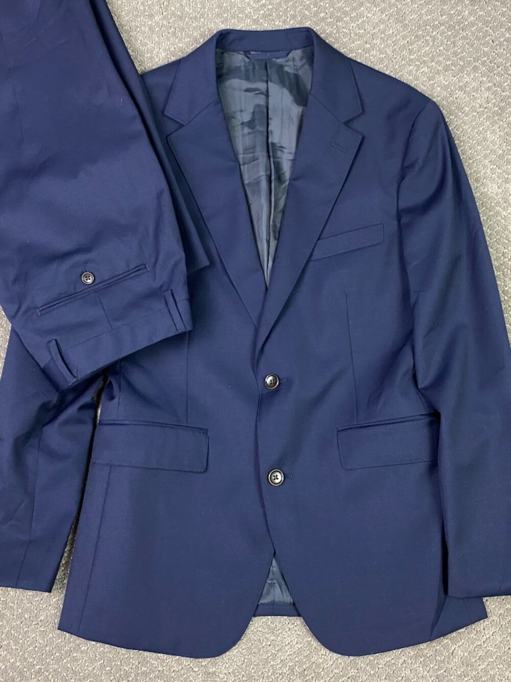 Bonobos Suit Mens Slim Fit 38R Fits 38S Pants 30x32 Fits 32x32 Blue Worsted Wool
